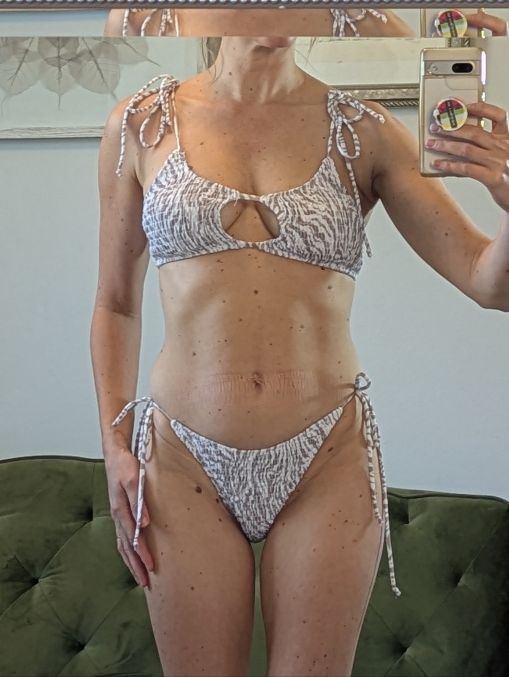 Classy Zebra Animal Print Bikini Swimsuit Women's Size Medium Ruched Texture Hot